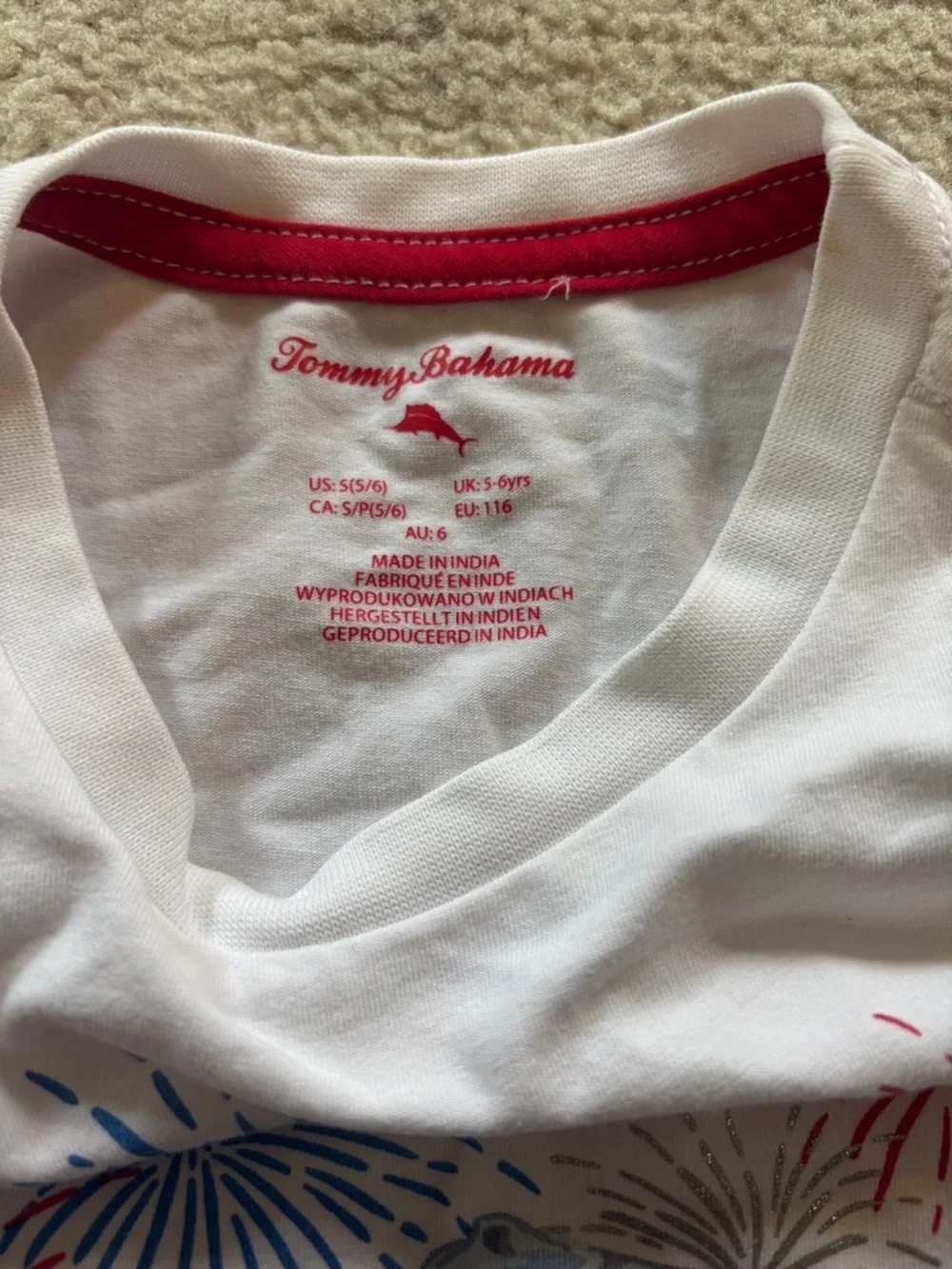 Tommy Bahama White Tee with Blue Dinosaur & Gray Star Shorts